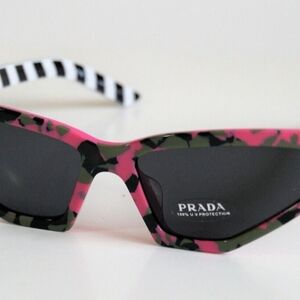 PRADA SPR 12V-F 462-550 Cat Eye Pink Camo Sunglasses NWT